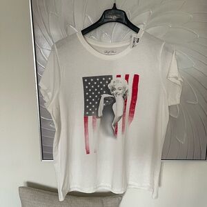 Marilyn Monroe Women’s tee graphic white USA flag Americana XL NEW NWT white